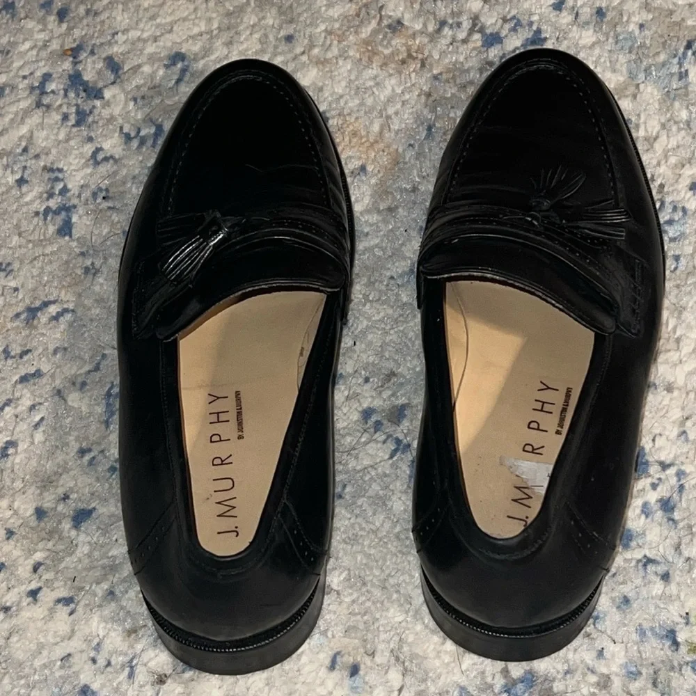 J. Murphy by Johnston & Murphy black leather tassels dress loafers Sz 8 1/2‎